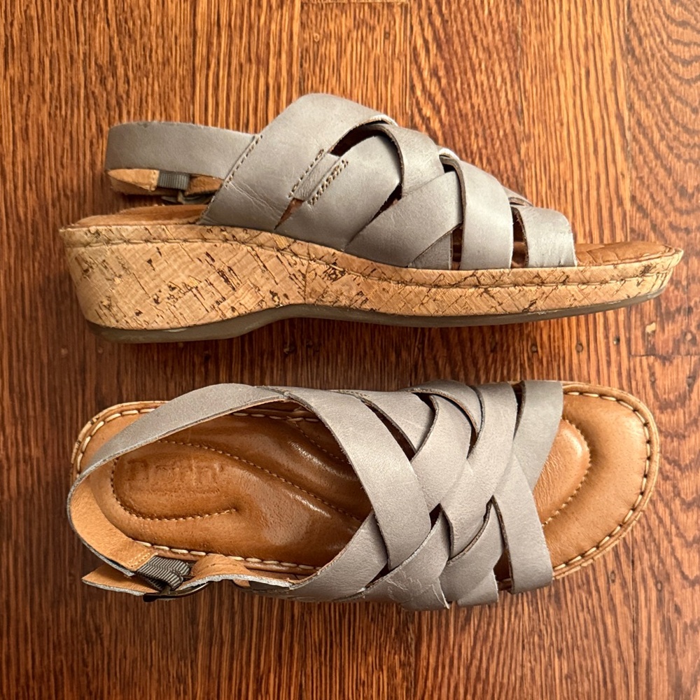 New Born Laila leather slingback wedge